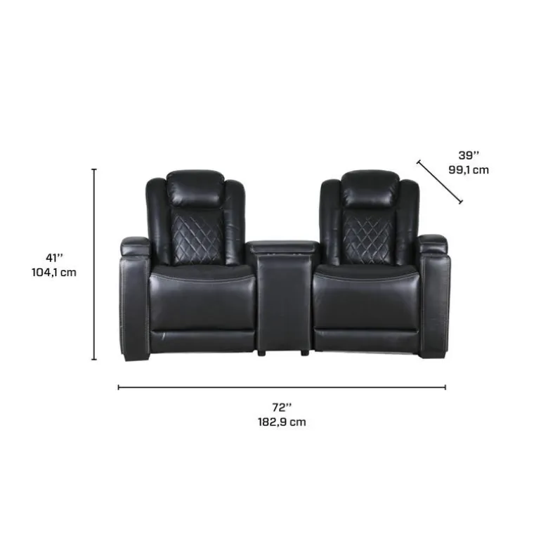 2 Power Modular Recliners and Angular Console with Cup Holders - 3 pcs