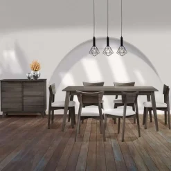 70" Rectangular Dining Table with 6 Chairs - Slate