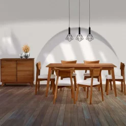 70" Rectangular Dining Table with 6 Chairs - Brown