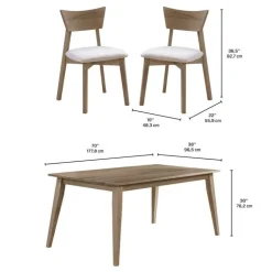 70" Rectangular Dining Table with 4 Chairs - Brown