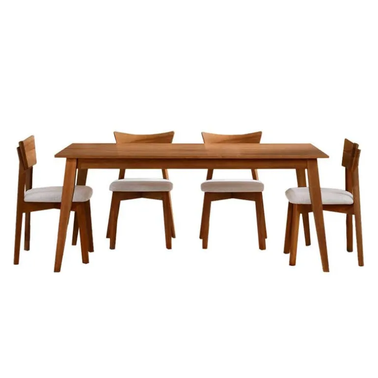 70" Rectangular Dining Table with 4 Chairs - Brown