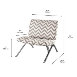 Accent chair - dark taupe " chevron " with chrome metal