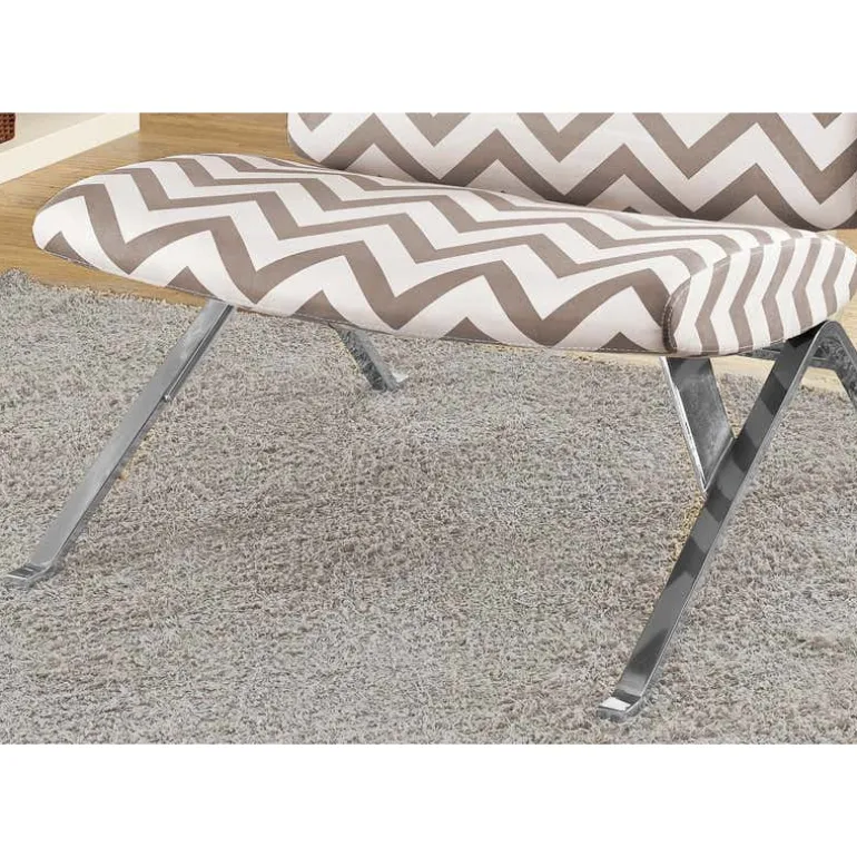 Accent chair - dark taupe " chevron " with chrome metal