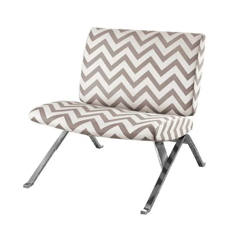 Accent chair - dark taupe " chevron " with chrome metal