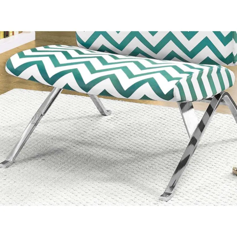 Accent chair - teal " chevron " fabric / chrome metal