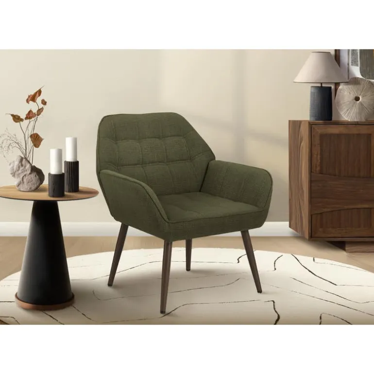 Accent Chair in Dark Green Fabric