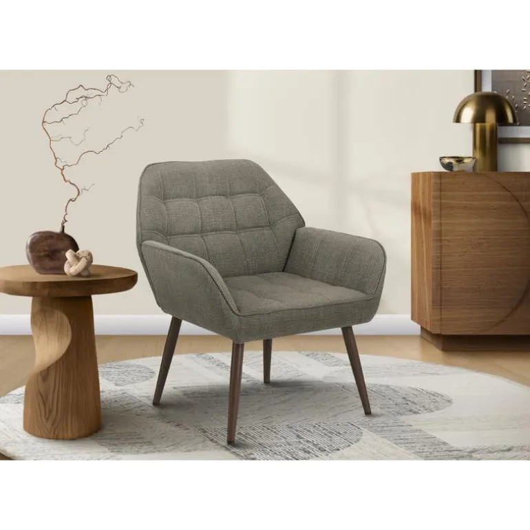 Accent Chair in Light Brown Fabric