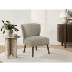 Accent Chair in Light Brown Fabric