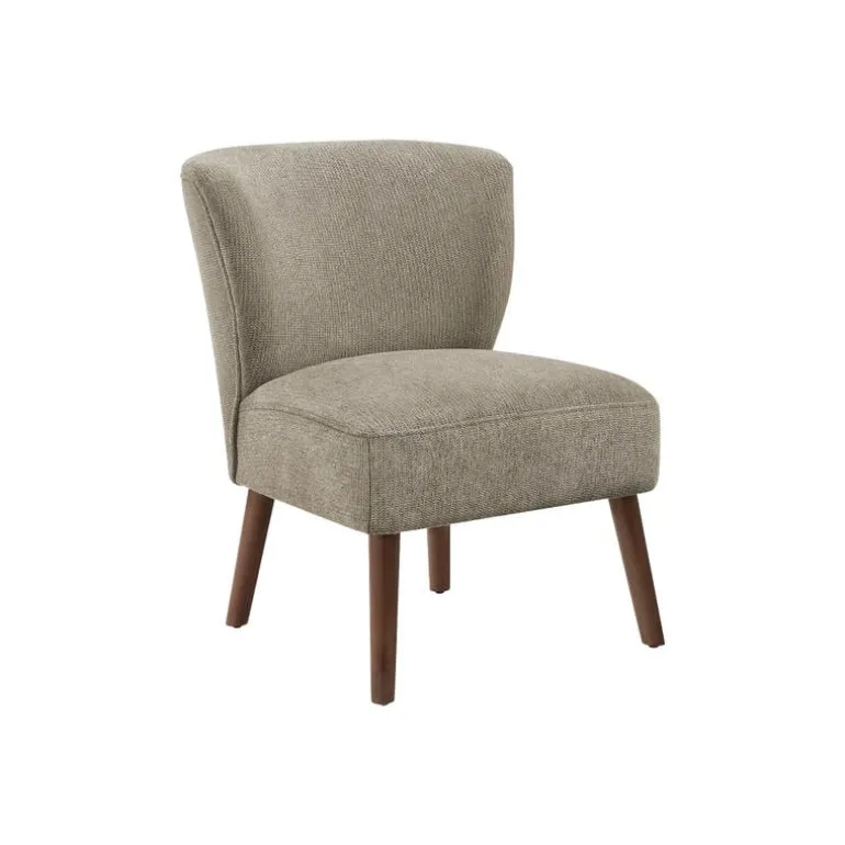 Accent Chair in Light Brown Fabric