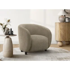 Accent Chair in Light Brown Fabric