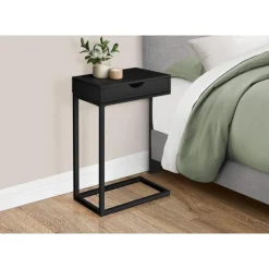 Accent table - black / black metal with a drawer - Monarch