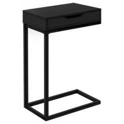 Accent table - black / black metal with a drawer - Monarch