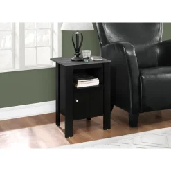 Accent table - black / grey top night stand with storage - Monarch