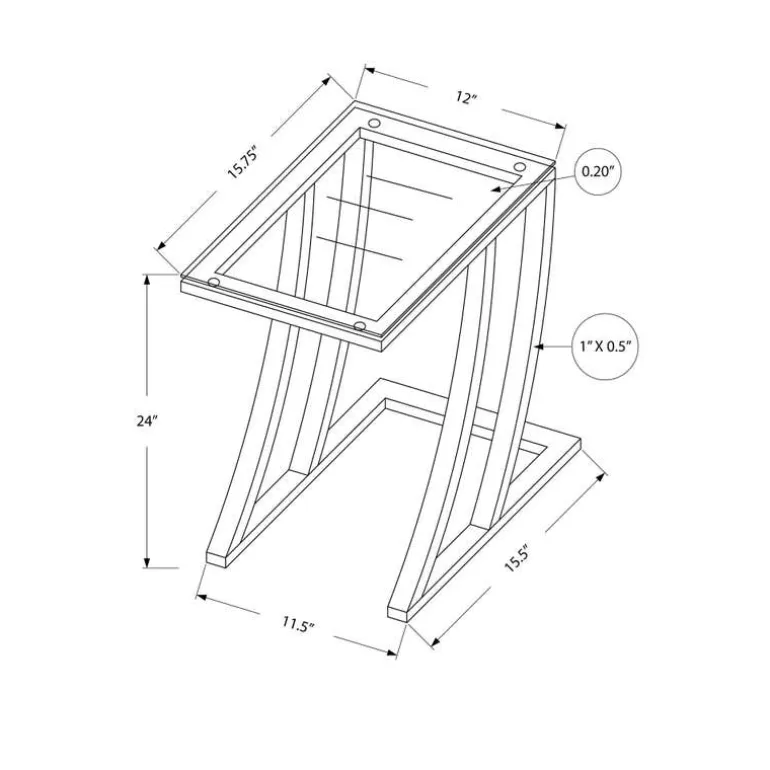 Accent table - black metal with tempered glass - Monarch