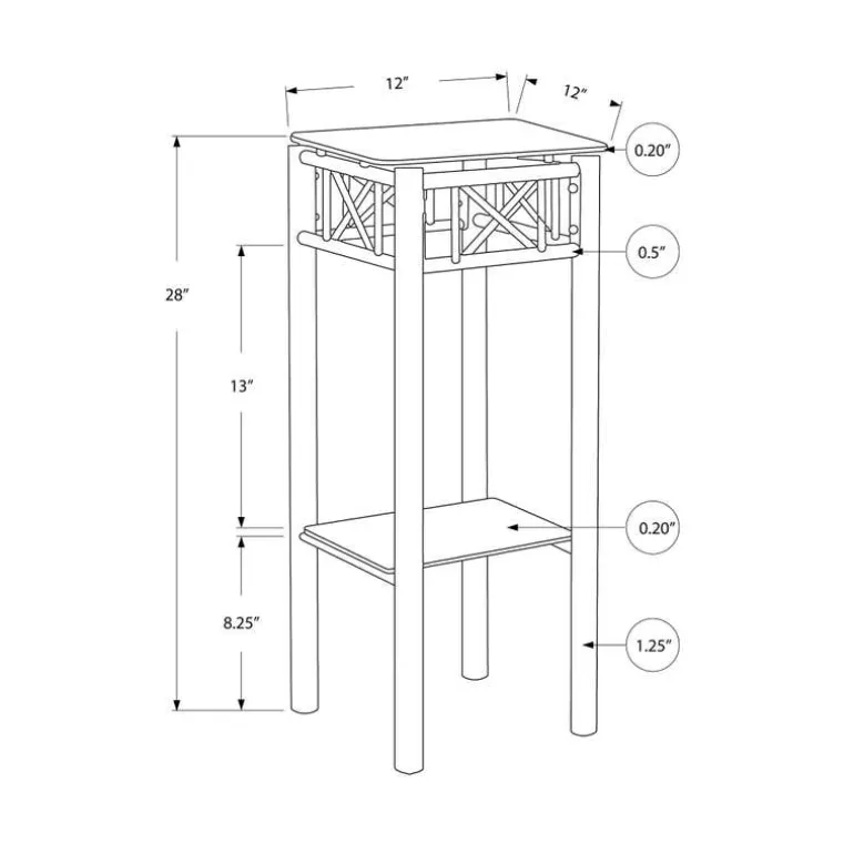 Accent table - black metal with tempered glass - Monarch