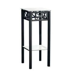 Accent table - black metal with tempered glass - Monarch