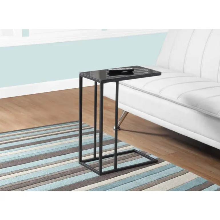 Accent table - black metal / black tempered glass - Monarch