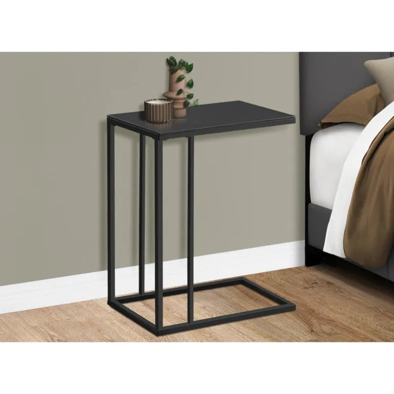 Accent table - black metal / black tempered glass - Monarch