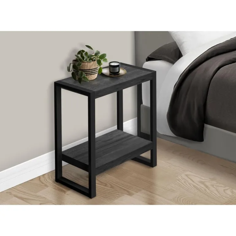 Accent table - black reclaimed wood-look / black metal - Monarch