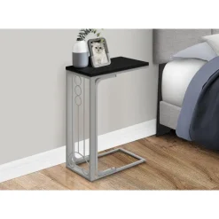 Accent table - black top / silver metal - Monarch