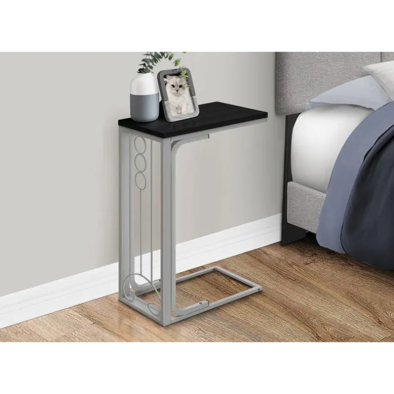 Accent table - black top / silver metal - Monarch