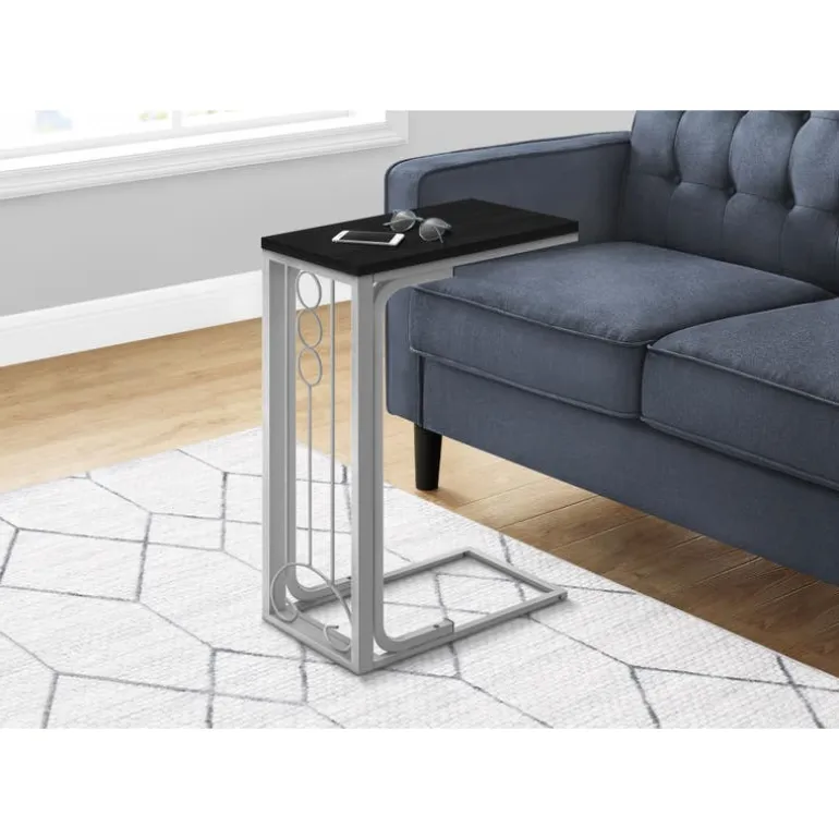 Accent table - black top / silver metal - Monarch