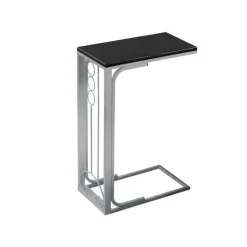 Accent table - black top / silver metal - Monarch
