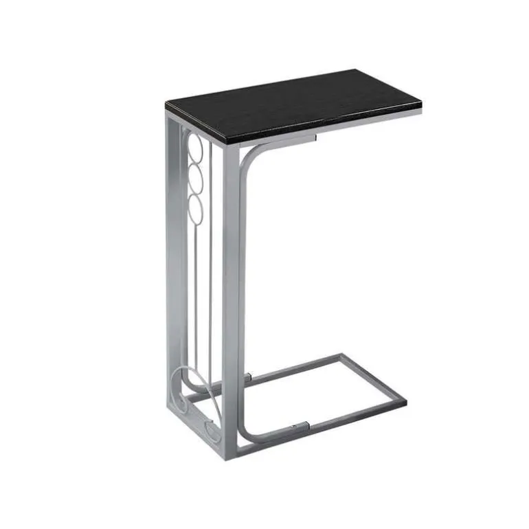Accent table - black top / silver metal - Monarch