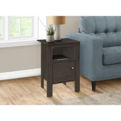 Accent table - brown oak night stand with storage - Monarch