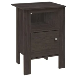 Accent table - brown oak night stand with storage - Monarch