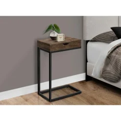 Accent table - brown reclaimed wood-look / black / drawer - Monarch