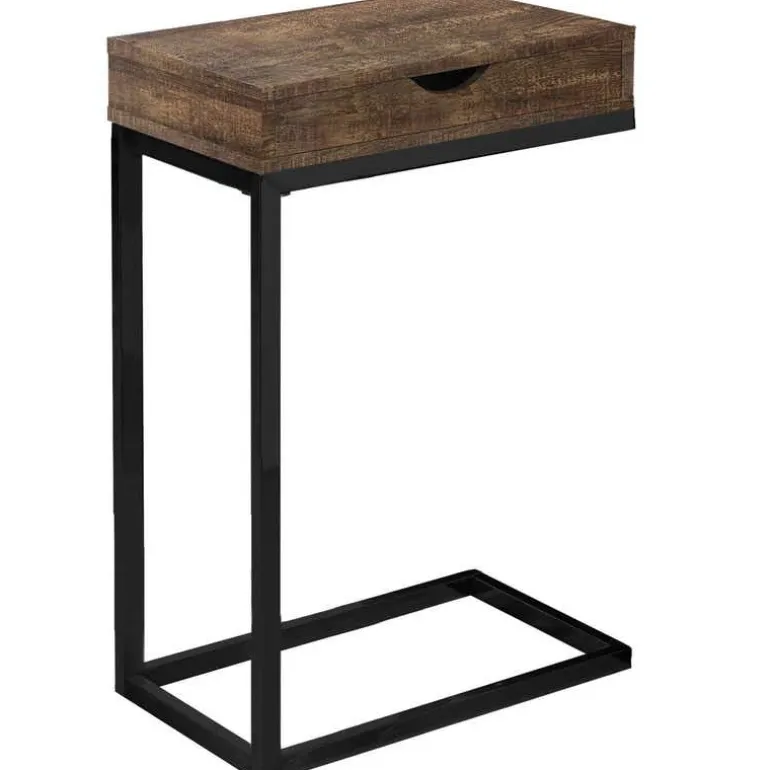 Accent table - brown reclaimed wood-look / black / drawer - Monarch