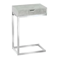 Accent table - chrome metal / grey cement with a drawer - Monarch