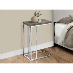 Accent table - dark taupe with chrome metal - Monarch