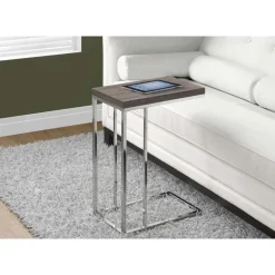 Accent table - dark taupe with chrome metal - Monarch