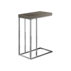 Accent table - dark taupe with chrome metal - Monarch