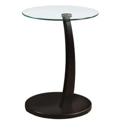 Accent table - espresso bentwood with tempered glass - Monarch