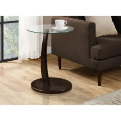 Accent table - espresso bentwood with tempered glass - Monarch