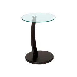 Accent table - espresso bentwood with tempered glass - Monarch