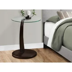 Accent table - espresso bentwood with tempered glass - Monarch