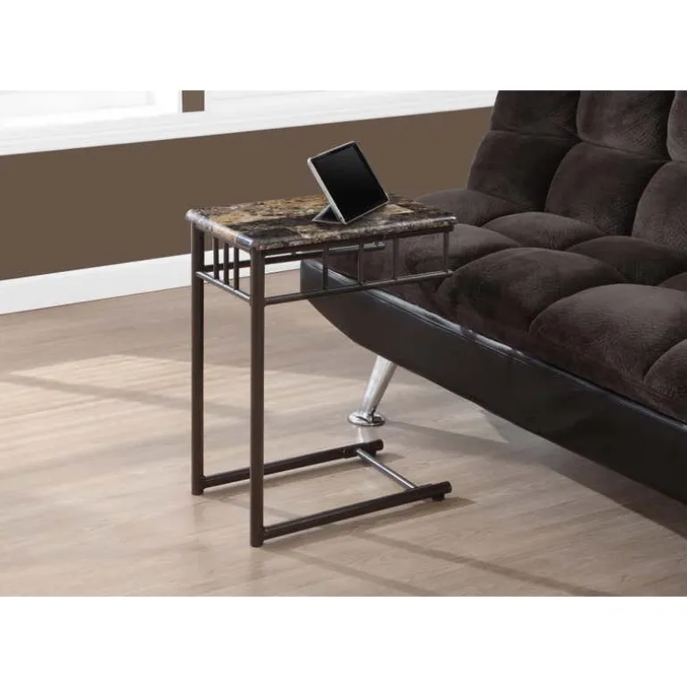Accent table - espresso marble / bronze metal - Monarch