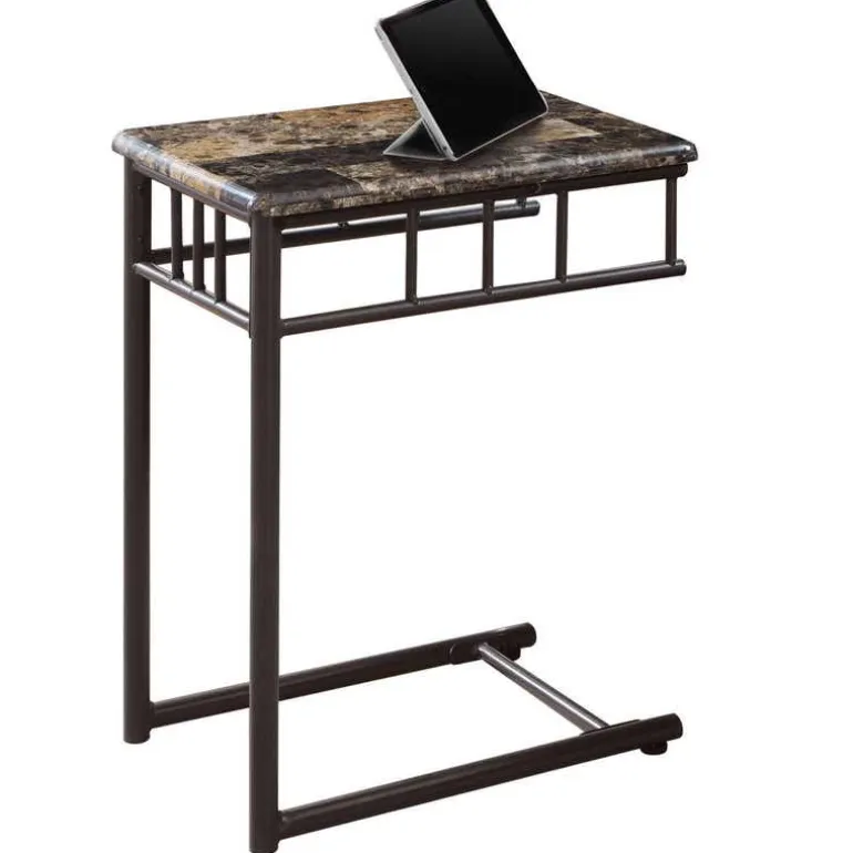 Accent table - espresso marble / bronze metal - Monarch