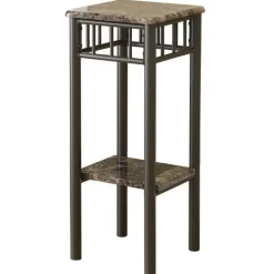 Accent table - espresso marble / bronze metal - Monarch