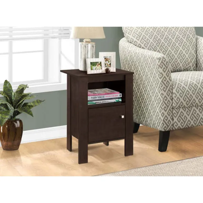 Accent table - espresso night stand with storage - Monarch
