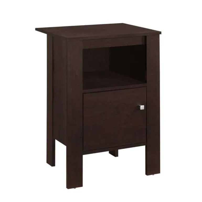 Accent table - espresso night stand with storage - Monarch
