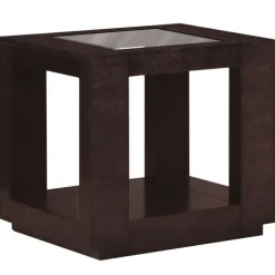 Accent table - espresso veneer with glass insert - Monarch