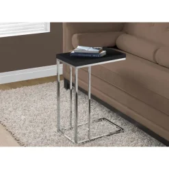 Accent table - espresso with chrome metal - Monarch