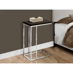 Accent table - espresso with chrome metal - Monarch