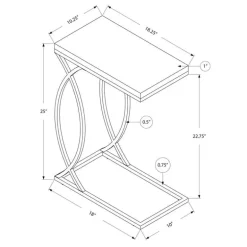 Accent table - glossy white with chrome metal - Monarch