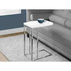 Accent table - glossy white with chrome metal - Monarch